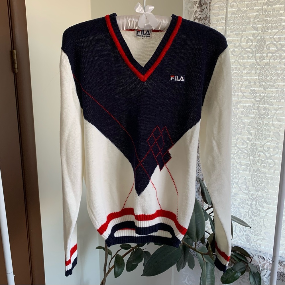 Fila Vintage ‘80s Knit V-Neck Sweater